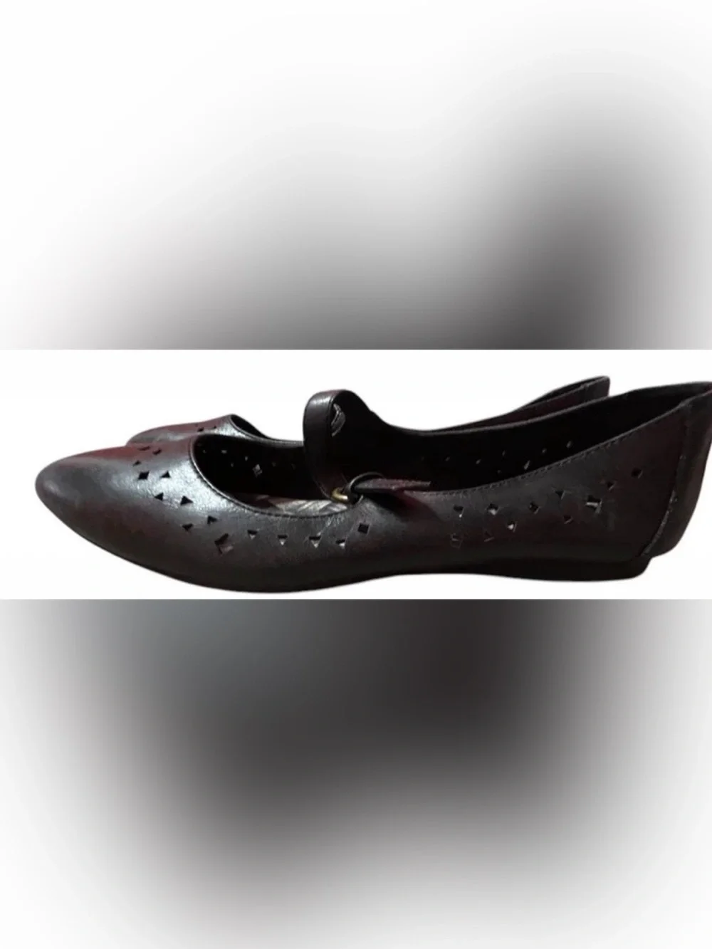Børn Black Leather Laser-Cut Mary Jane Flats - Size 9 / 10
